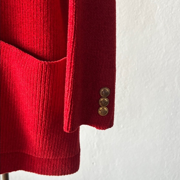 Lauren Ralph Lauren Red Double-breasted Cardigan Petite Medium - Picture 4 of 5